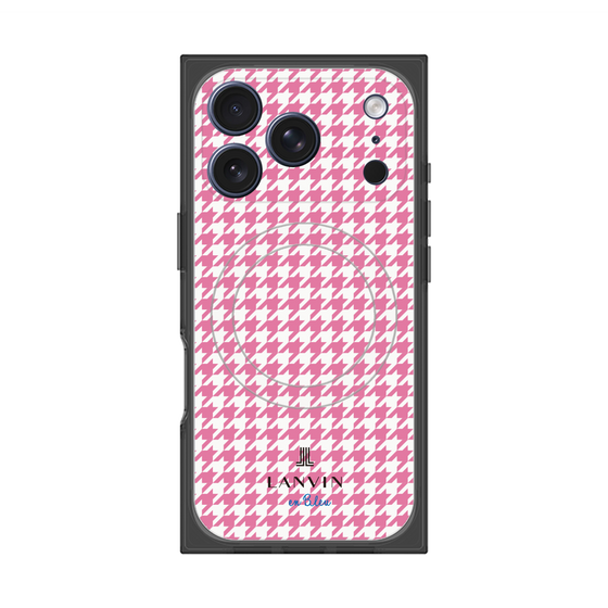 プレミアムスクエアケース with MagSafe［ Houndstooth Pattern Pink with LANVIN en Bleu logo- ランバン 千鳥格子柄 ピンク ］