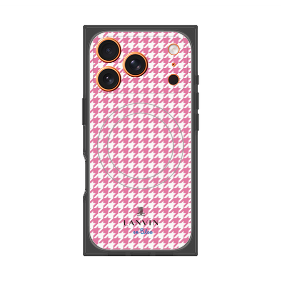 プレミアムスクエアケース with MagSafe［ Houndstooth Pattern Pink with LANVIN en Bleu logo- ランバン 千鳥格子柄 ピンク ］