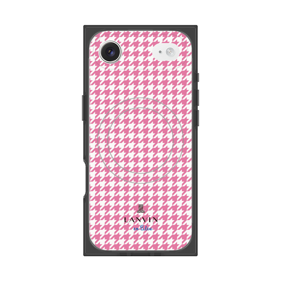 プレミアムスクエアケース with MagSafe［ Houndstooth Pattern Pink with LANVIN en Bleu logo- ランバン 千鳥格子柄 ピンク ］