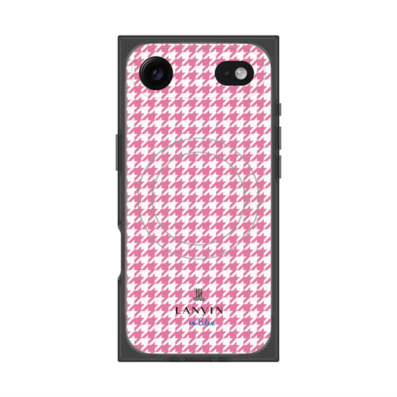 プレミアムスクエアケース with MagSafe［ Houndstooth Pattern Pink with LANVIN en Bleu logo- ランバン 千鳥格子柄 ピンク ］