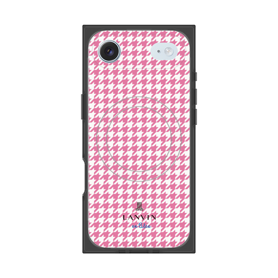 プレミアムスクエアケース with MagSafe［ Houndstooth Pattern Pink with LANVIN en Bleu logo- ランバン 千鳥格子柄 ピンク ］