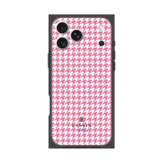 プレミアムスクエアケース with MagSafe［ Houndstooth Pattern Pink with LANVIN en Bleu logo- ランバン 千鳥格子柄 ピンク ］