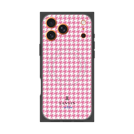 プレミアムスクエアケース with MagSafe［ Houndstooth Pattern Pink with LANVIN en Bleu logo- ランバン 千鳥格子柄 ピンク ］