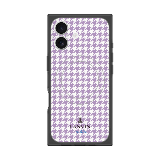 プレミアムスクエアケース with MagSafe［ Houndstooth Pattern Purple -with LANVIN en Bleu logo ランバン 千鳥格子柄 パープル ］
