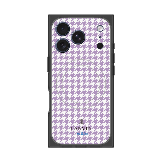 プレミアムスクエアケース with MagSafe［ Houndstooth Pattern Purple -with LANVIN en Bleu logo ランバン 千鳥格子柄 パープル ］