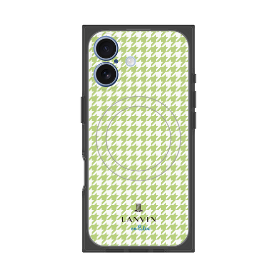 プレミアムスクエアケース with MagSafe［ Houndstooth Pattern Green with LANVIN en Bleu logo- ランバン 千鳥格子柄 グリーン ］