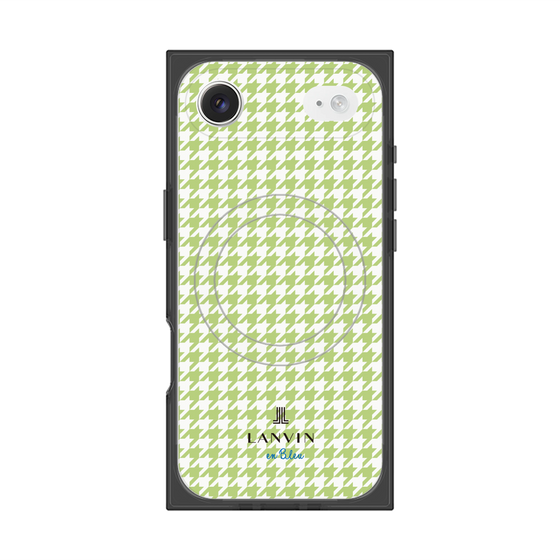 プレミアムスクエアケース with MagSafe［ Houndstooth Pattern Green with LANVIN en Bleu logo- ランバン 千鳥格子柄 グリーン ］