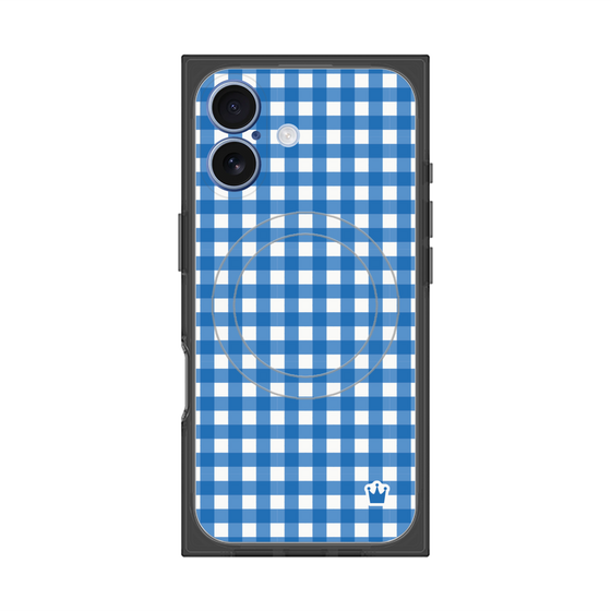 プレミアムスクエアケース with MagSafe［ Checkered Blue - ギンガムチェック ブルー ］