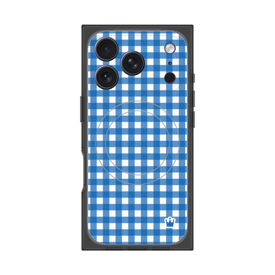 プレミアムスクエアケース with MagSafe［ Checkered Blue - ギンガムチェック ブルー ］