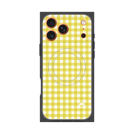 プレミアムスクエアケース with MagSafe［ Checkered Yellow - ギンガムチェック イエロー ］