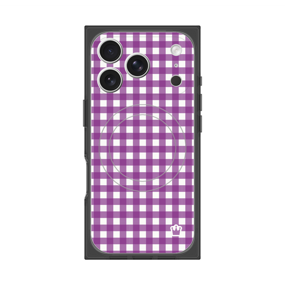 プレミアムスクエアケース with MagSafe［ Checkered Purple - ギンガムチェック パープル ］