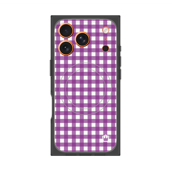 プレミアムスクエアケース with MagSafe［ Checkered Purple - ギンガムチェック パープル ］