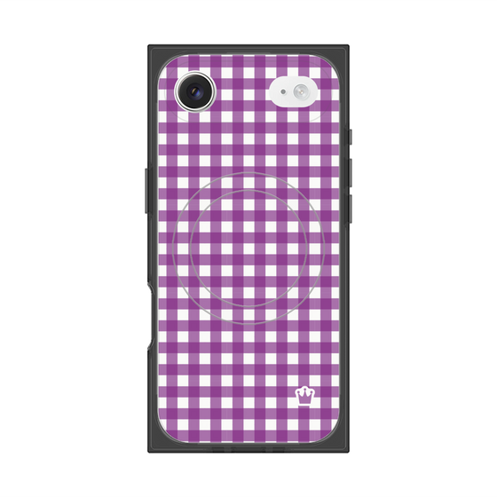 プレミアムスクエアケース with MagSafe［ Checkered Purple - ギンガムチェック パープル ］