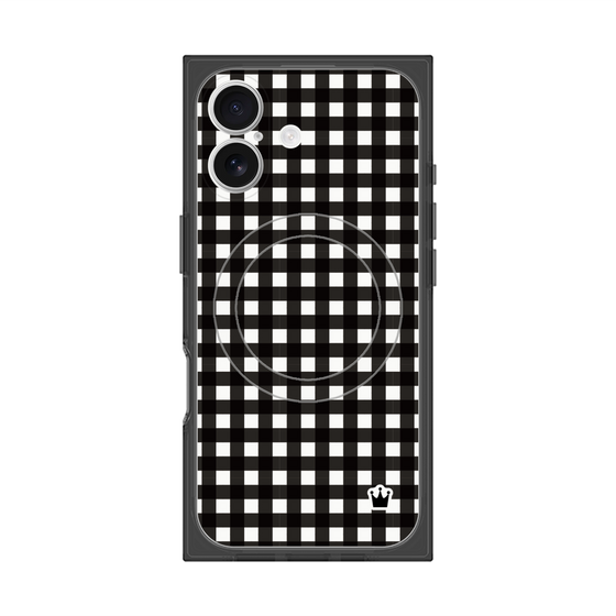 プレミアムスクエアケース with MagSafe［ Checkered Purple - ギンガムチェック ブラック ］