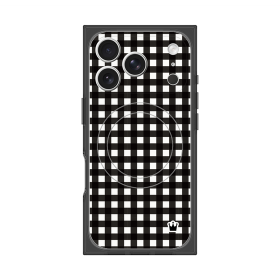 プレミアムスクエアケース with MagSafe［ Checkered Purple - ギンガムチェック ブラック ］