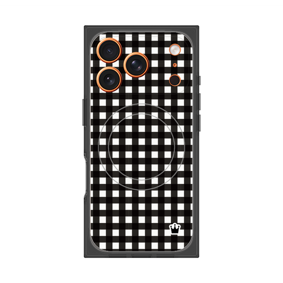 プレミアムスクエアケース with MagSafe［ Checkered Purple - ギンガムチェック ブラック ］