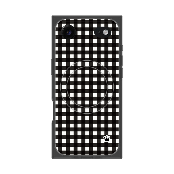 プレミアムスクエアケース with MagSafe［ Checkered Purple - ギンガムチェック ブラック ］