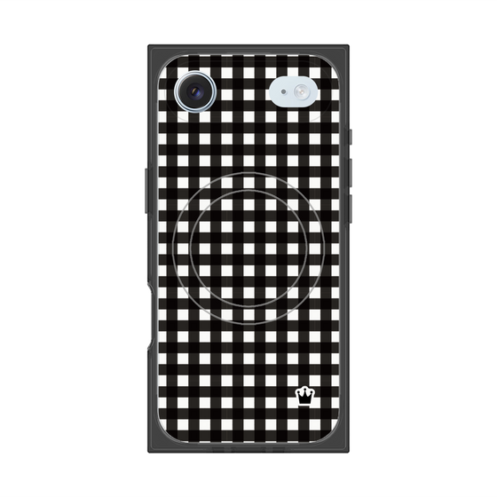 プレミアムスクエアケース with MagSafe［ Checkered Purple - ギンガムチェック ブラック ］