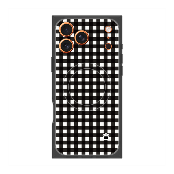 プレミアムスクエアケース with MagSafe［ Checkered Purple - ギンガムチェック ブラック ］