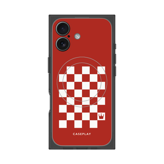 プレミアムスクエアケース with MagSafe［ Racing checkered flag Red - レーシングチェッカーフラッグ レッド ］