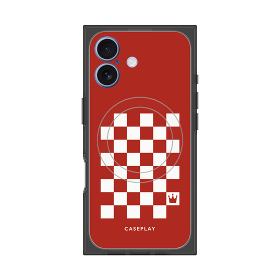 プレミアムスクエアケース with MagSafe［ Racing checkered flag Red - レーシングチェッカーフラッグ レッド ］