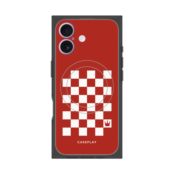 プレミアムスクエアケース with MagSafe［ Racing checkered flag Red - レーシングチェッカーフラッグ レッド ］