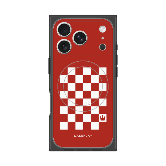プレミアムスクエアケース with MagSafe［ Racing checkered flag Red - レーシングチェッカーフラッグ レッド ］