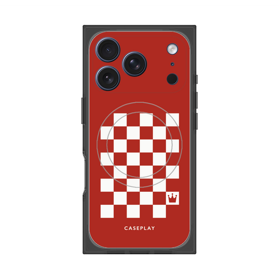 プレミアムスクエアケース with MagSafe［ Racing checkered flag Red - レーシングチェッカーフラッグ レッド ］