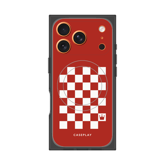 プレミアムスクエアケース with MagSafe［ Racing checkered flag Red - レーシングチェッカーフラッグ レッド ］