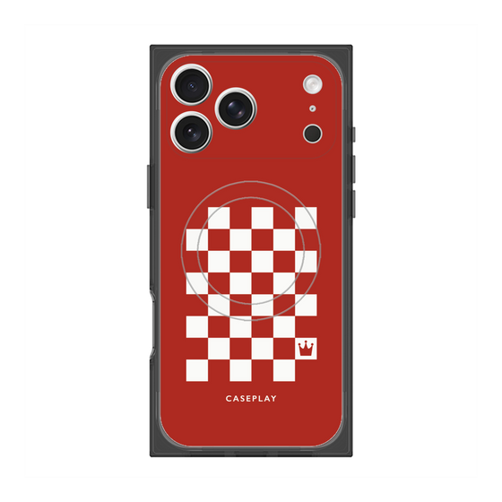 プレミアムスクエアケース with MagSafe［ Racing checkered flag Red - レーシングチェッカーフラッグ レッド ］