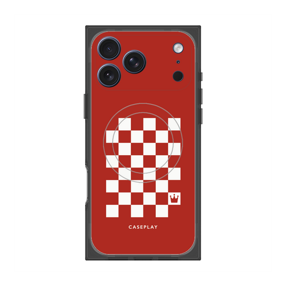 プレミアムスクエアケース with MagSafe［ Racing checkered flag Red - レーシングチェッカーフラッグ レッド ］