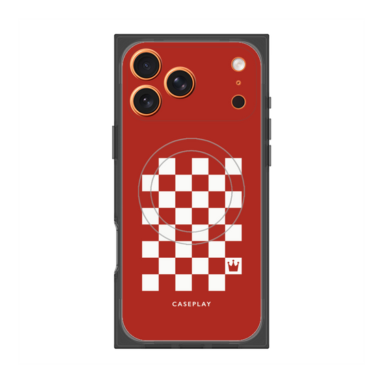 プレミアムスクエアケース with MagSafe［ Racing checkered flag Red - レーシングチェッカーフラッグ レッド ］