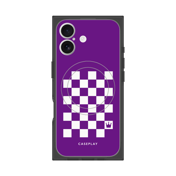 プレミアムスクエアケース with MagSafe［ Racing checkered flag Purple - レーシングチェッカーフラッグ パープル ］
