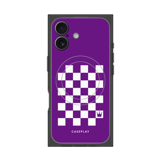 プレミアムスクエアケース with MagSafe［ Racing checkered flag Purple - レーシングチェッカーフラッグ パープル ］