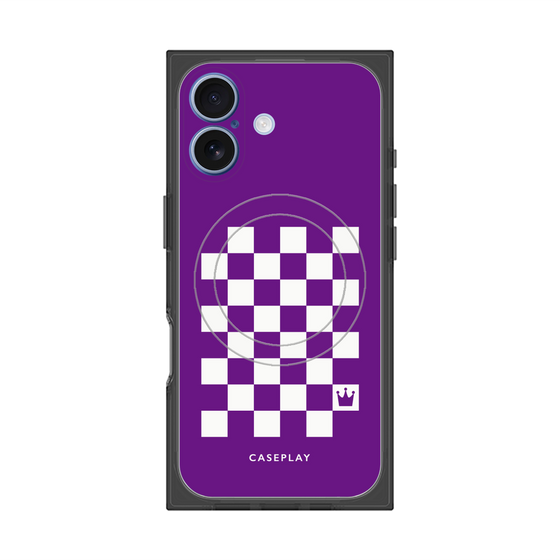 プレミアムスクエアケース with MagSafe［ Racing checkered flag Purple - レーシングチェッカーフラッグ パープル ］