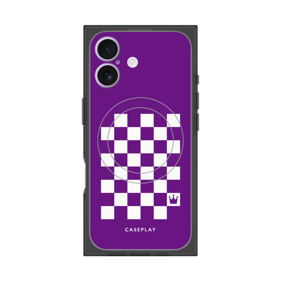 プレミアムスクエアケース with MagSafe［ Racing checkered flag Purple - レーシングチェッカーフラッグ パープル ］