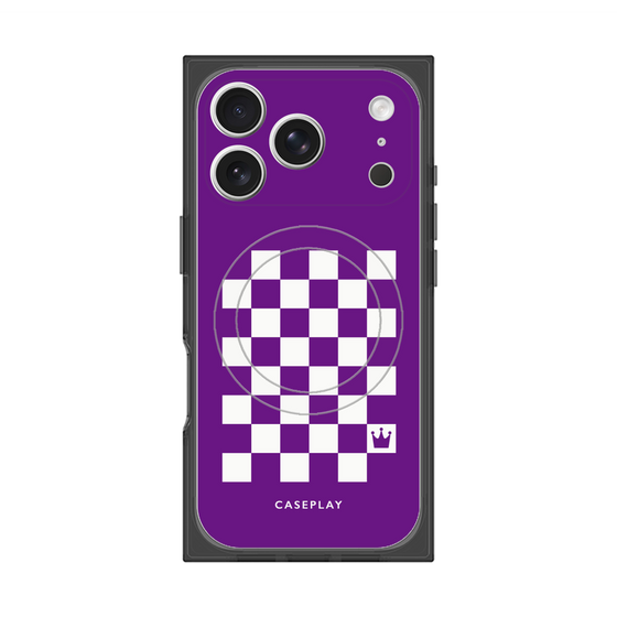 プレミアムスクエアケース with MagSafe［ Racing checkered flag Purple - レーシングチェッカーフラッグ パープル ］