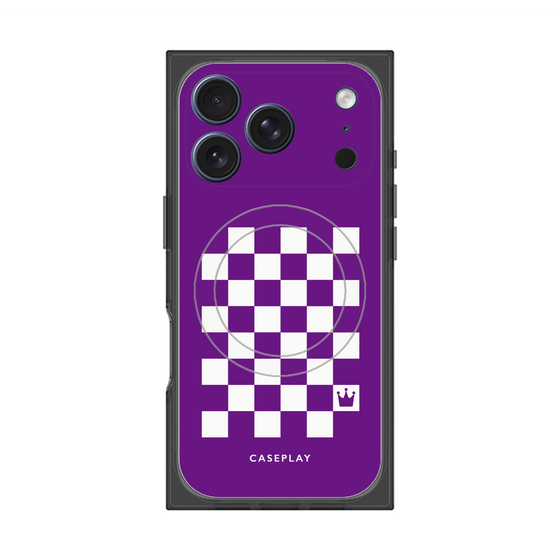 プレミアムスクエアケース with MagSafe［ Racing checkered flag Purple - レーシングチェッカーフラッグ パープル ］