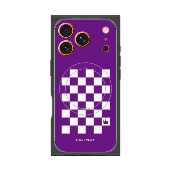 プレミアムスクエアケース with MagSafe［ Racing checkered flag Purple - レーシングチェッカーフラッグ パープル ］