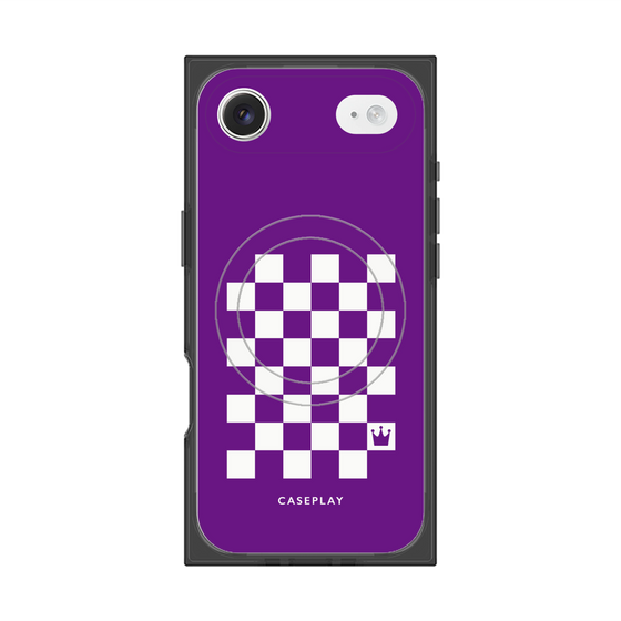 プレミアムスクエアケース with MagSafe［ Racing checkered flag Purple - レーシングチェッカーフラッグ パープル ］