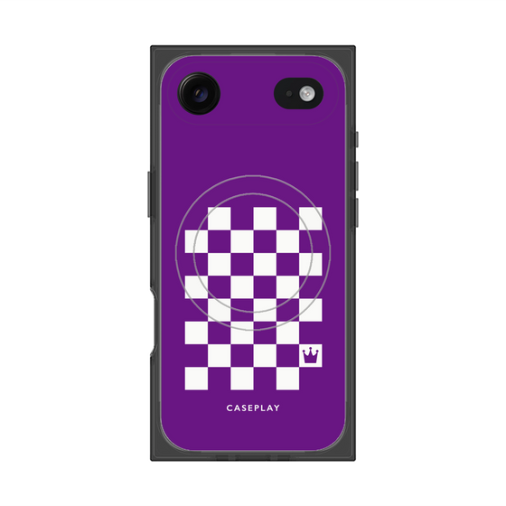 プレミアムスクエアケース with MagSafe［ Racing checkered flag Purple - レーシングチェッカーフラッグ パープル ］