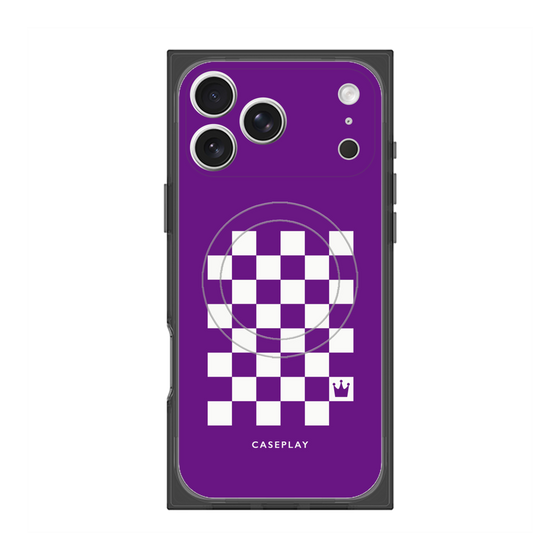 プレミアムスクエアケース with MagSafe［ Racing checkered flag Purple - レーシングチェッカーフラッグ パープル ］