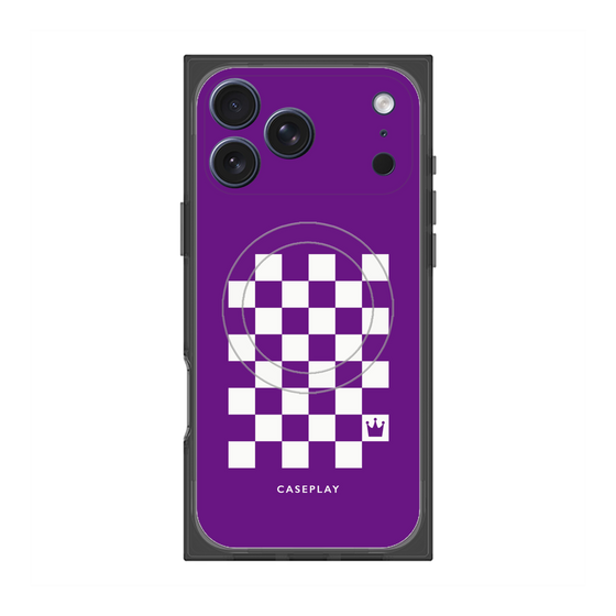 プレミアムスクエアケース with MagSafe［ Racing checkered flag Purple - レーシングチェッカーフラッグ パープル ］