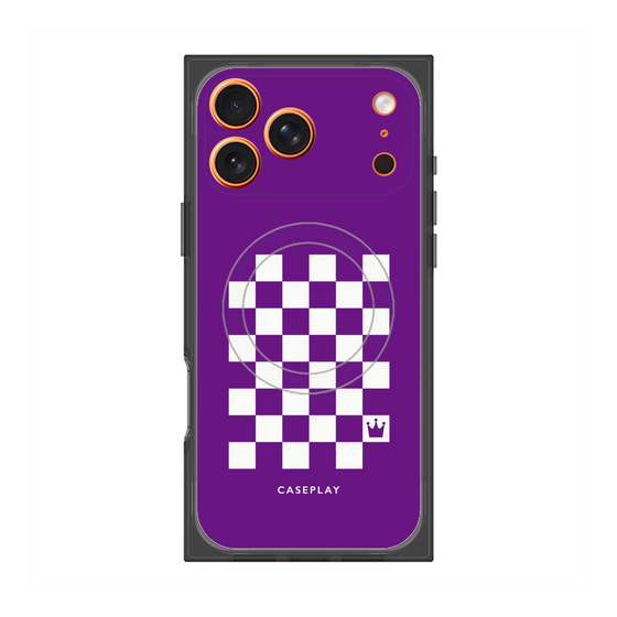 プレミアムスクエアケース with MagSafe［ Racing checkered flag Purple - レーシングチェッカーフラッグ パープル ］