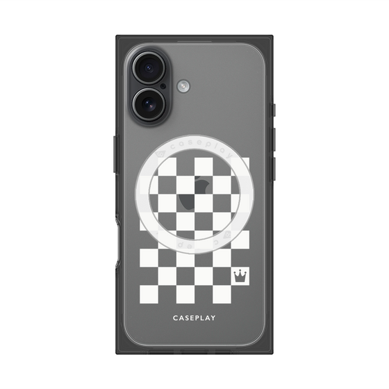 プレミアムスクエアケース with MagSafe［ Racing checkered flag White - レーシングチェッカーフラッグ ホワイト ］