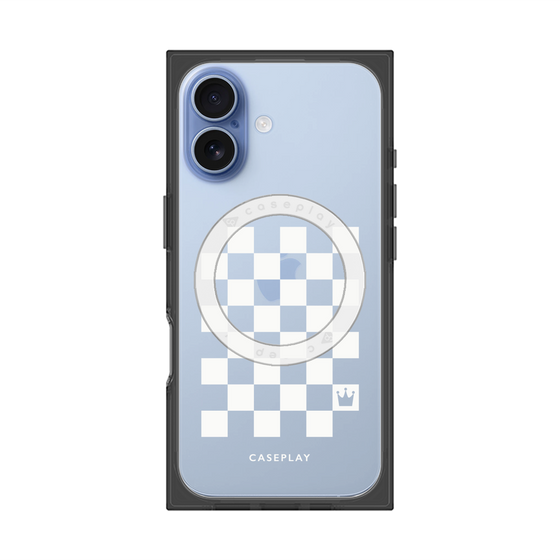 プレミアムスクエアケース with MagSafe［ Racing checkered flag White - レーシングチェッカーフラッグ ホワイト ］