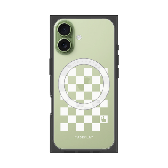 プレミアムスクエアケース with MagSafe［ Racing checkered flag White - レーシングチェッカーフラッグ ホワイト ］