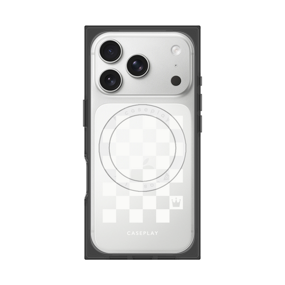 プレミアムスクエアケース with MagSafe［ Racing checkered flag White - レーシングチェッカーフラッグ ホワイト ］
