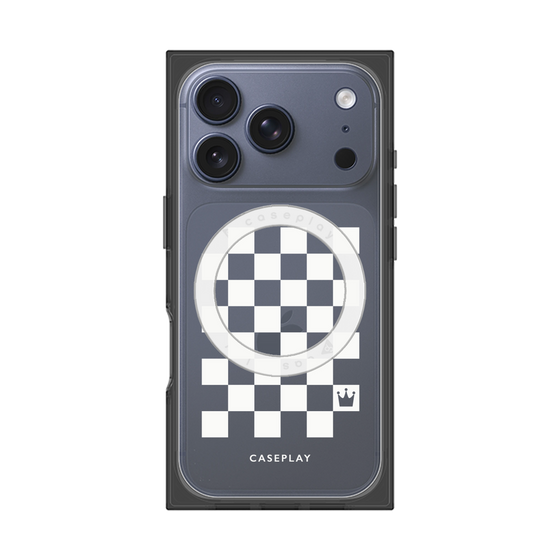 プレミアムスクエアケース with MagSafe［ Racing checkered flag White - レーシングチェッカーフラッグ ホワイト ］