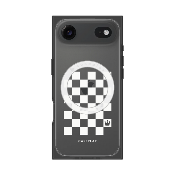 プレミアムスクエアケース with MagSafe［ Racing checkered flag White - レーシングチェッカーフラッグ ホワイト ］